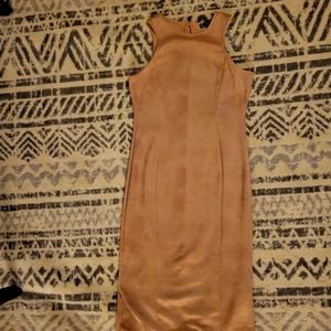 Champagne Buckskin midi bodycon dress
